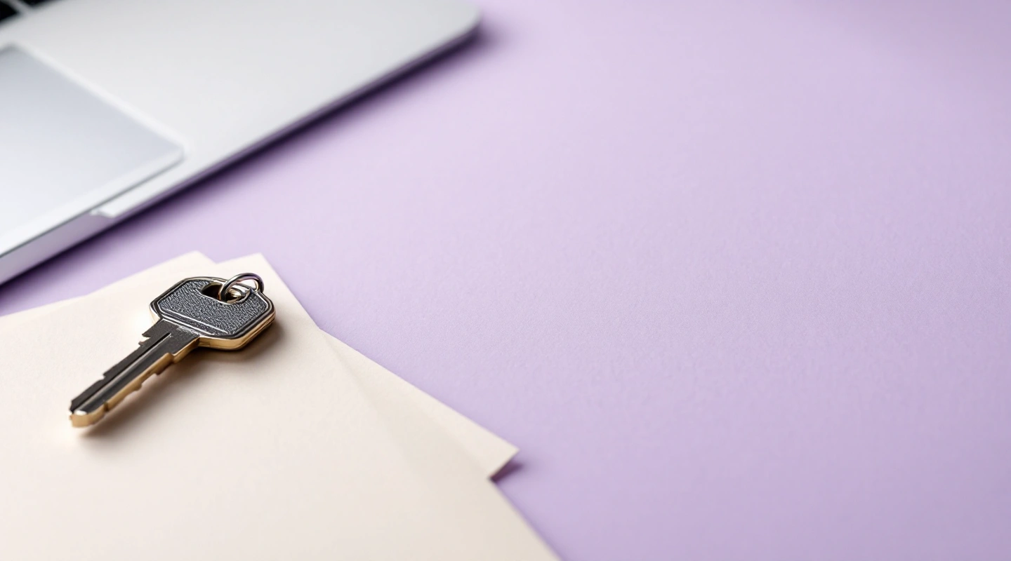 Rental keys beside orderly office paperwork